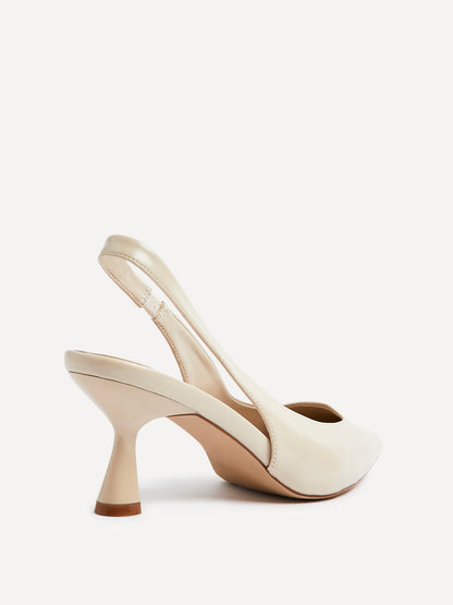 Presley Beige Faux Leather Court Heels