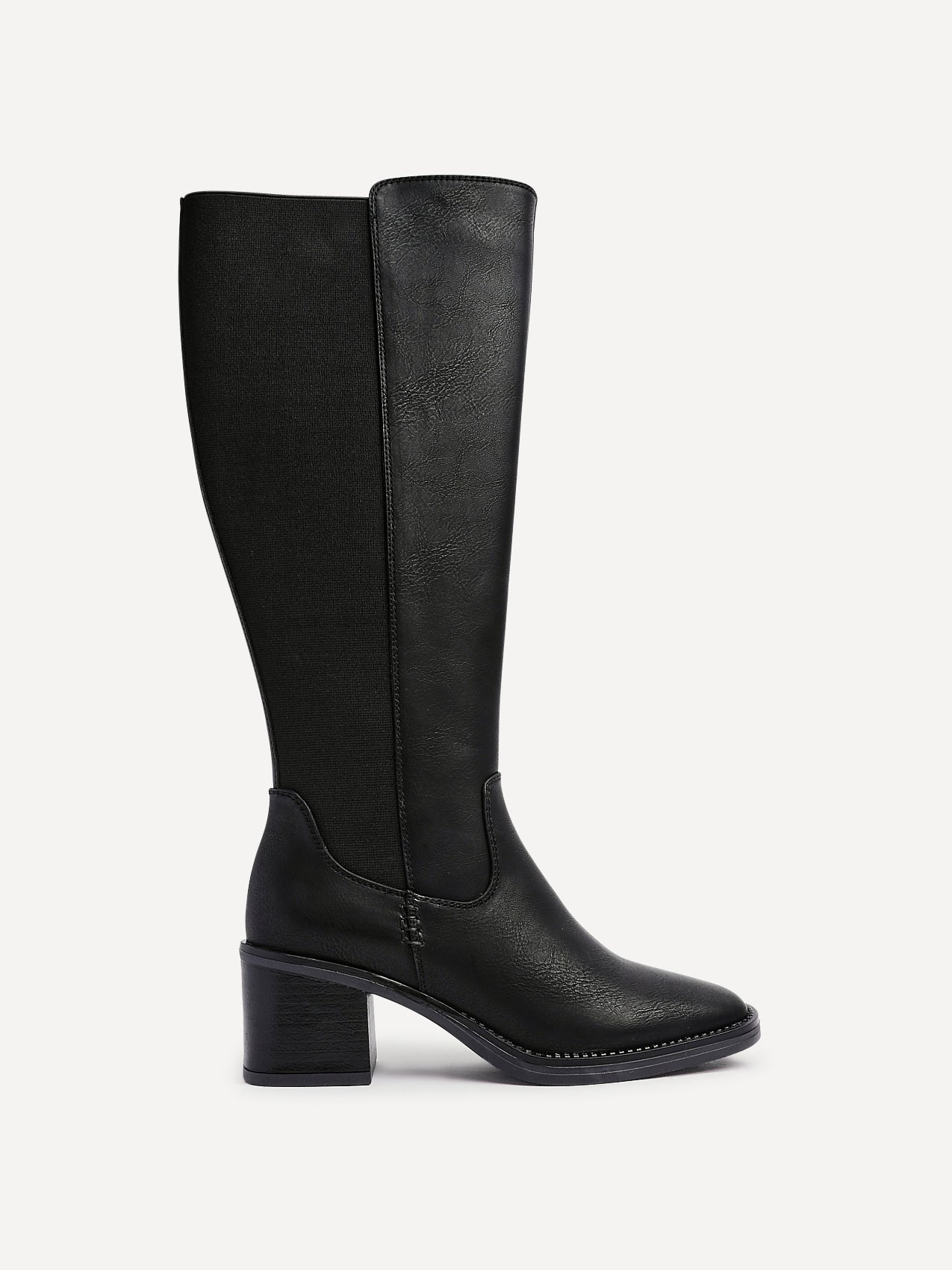 Reason Black Block Heel Long Boots
