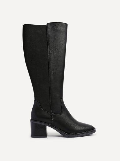 Reason Black Block Heel Long Boots