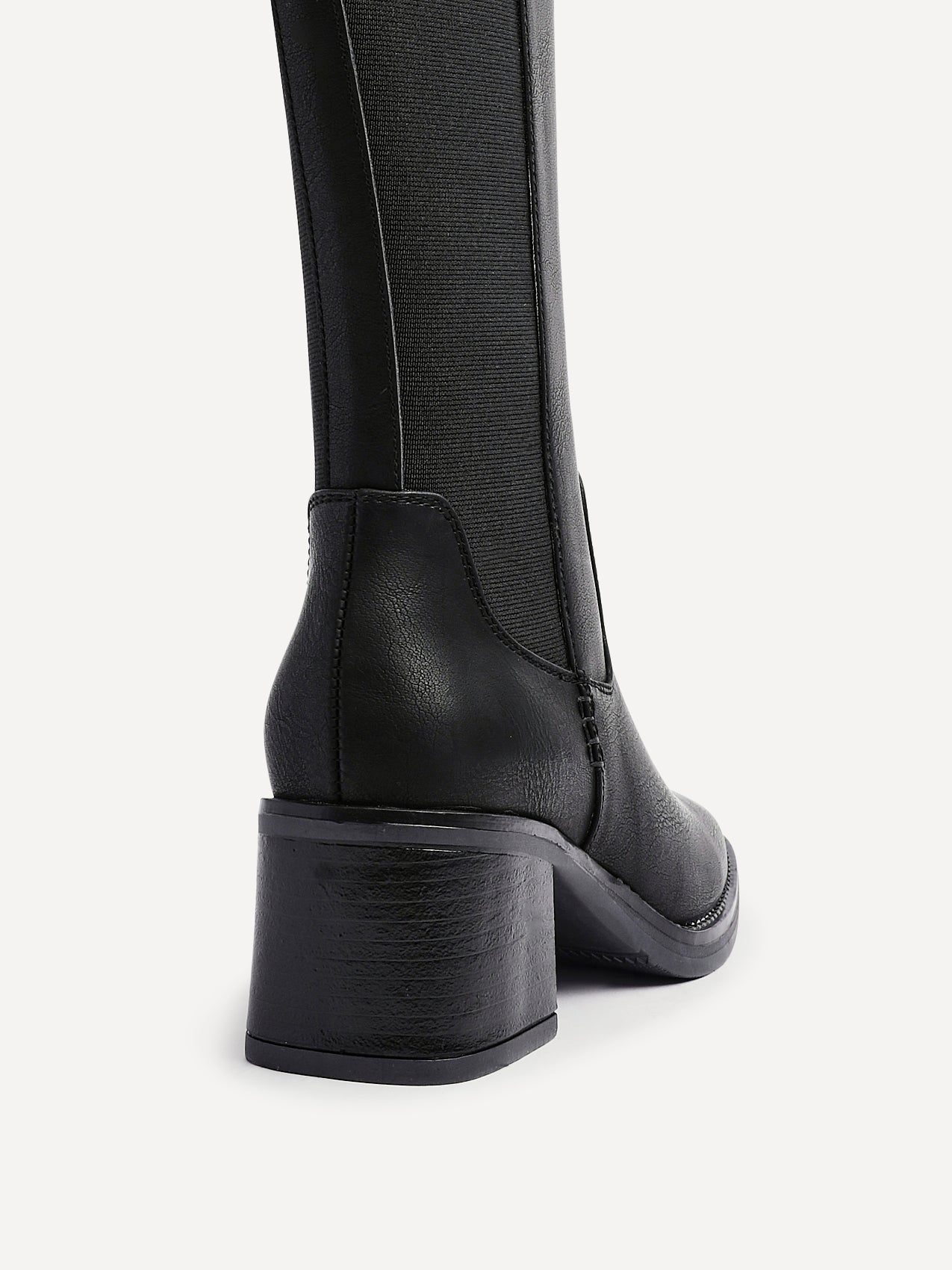 Reason Black Block Heel Long Boots