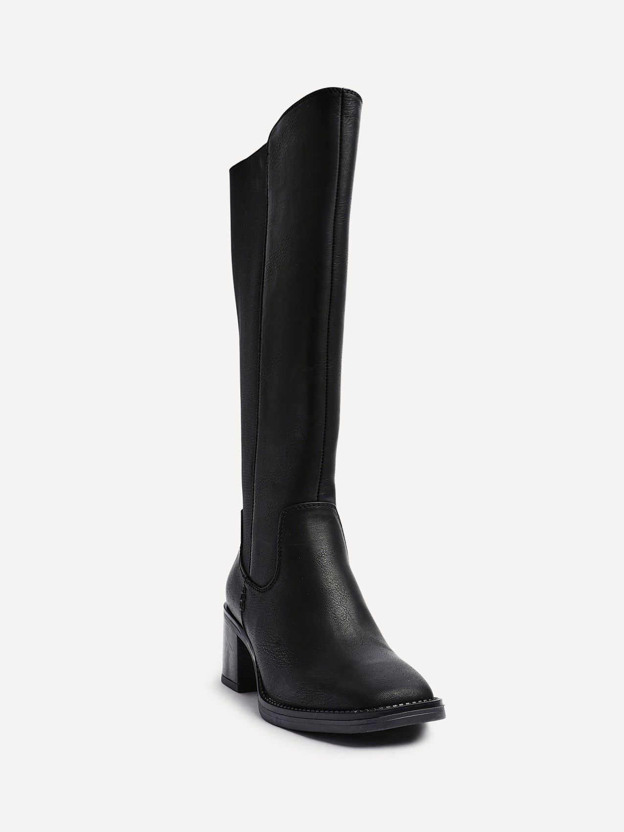 Reason Black Block Heel Long Boots