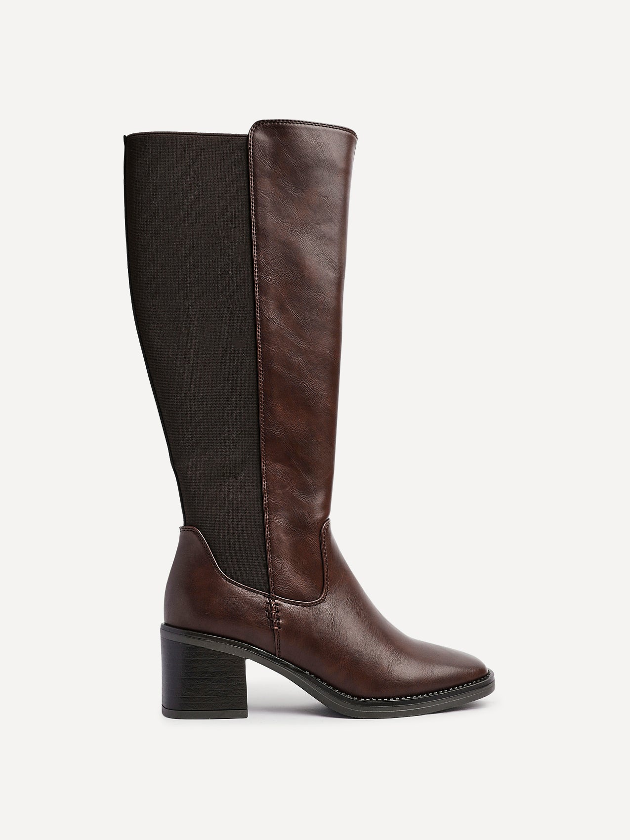 Reason Brown Block Heel Long Boots