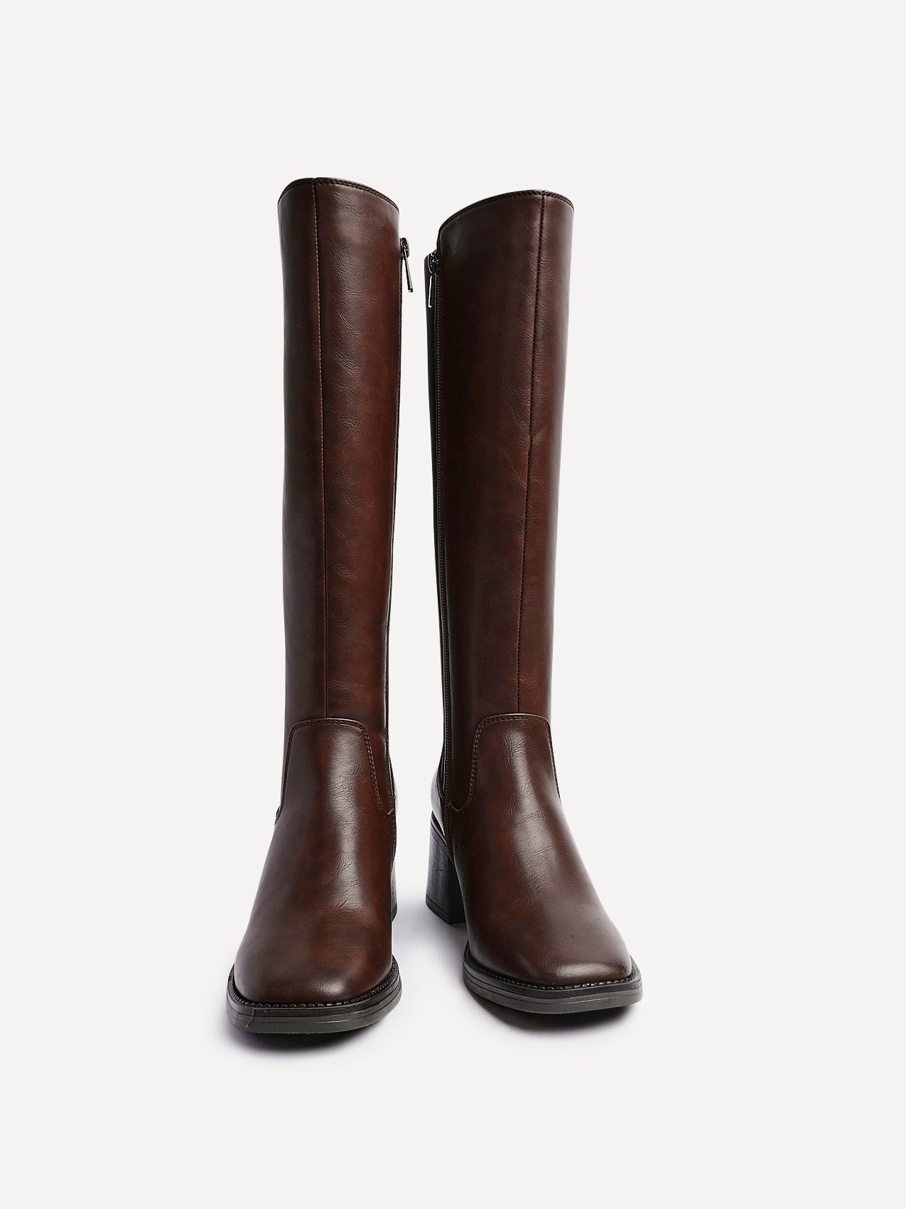 Reason Brown Block Heel Long Boots
