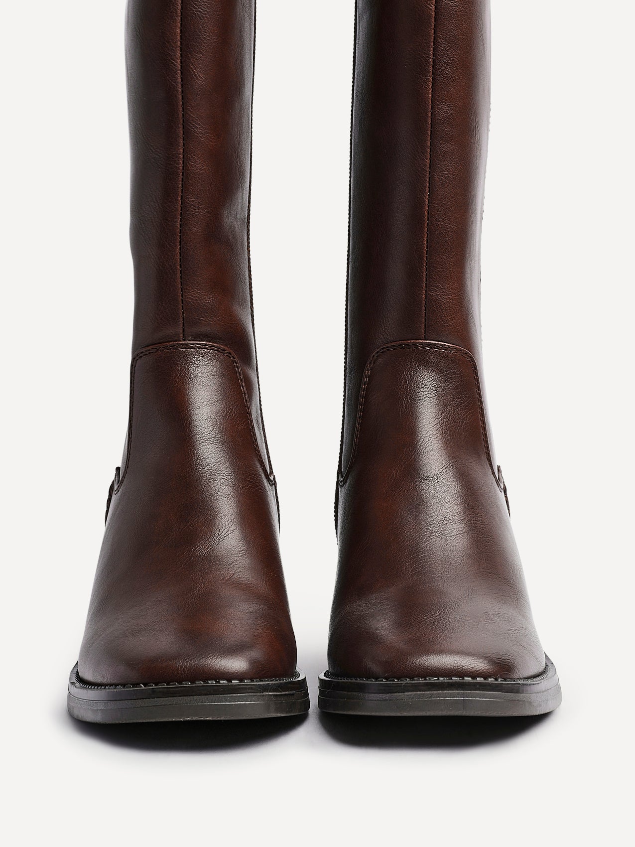 Reason Brown Block Heel Long Boots