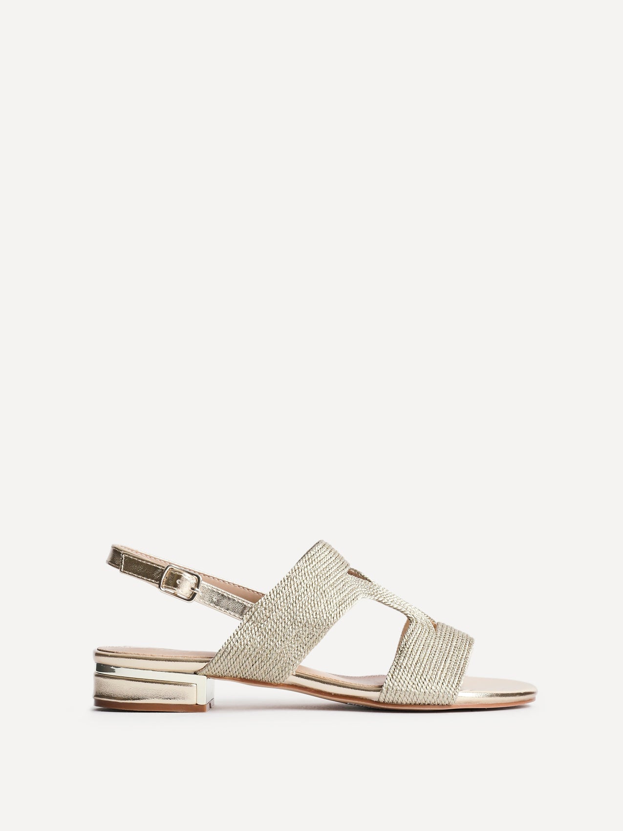 Reeva Gold Slingback Block Heel Sandals