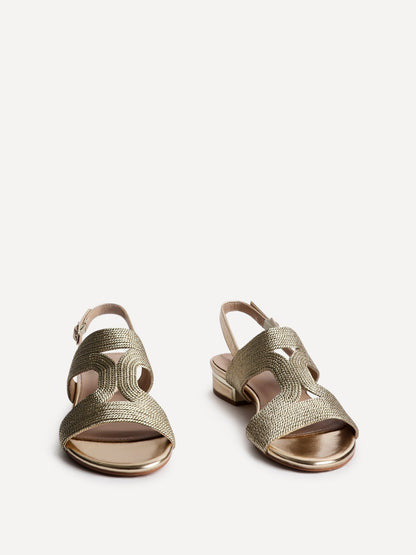 Reeva Gold Slingback Block Heel Sandals