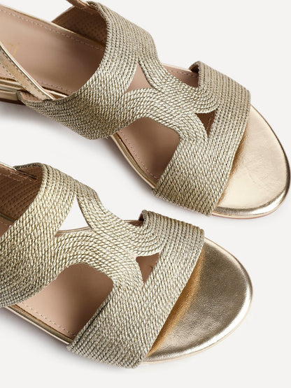 Reeva Gold Slingback Block Heel Sandals