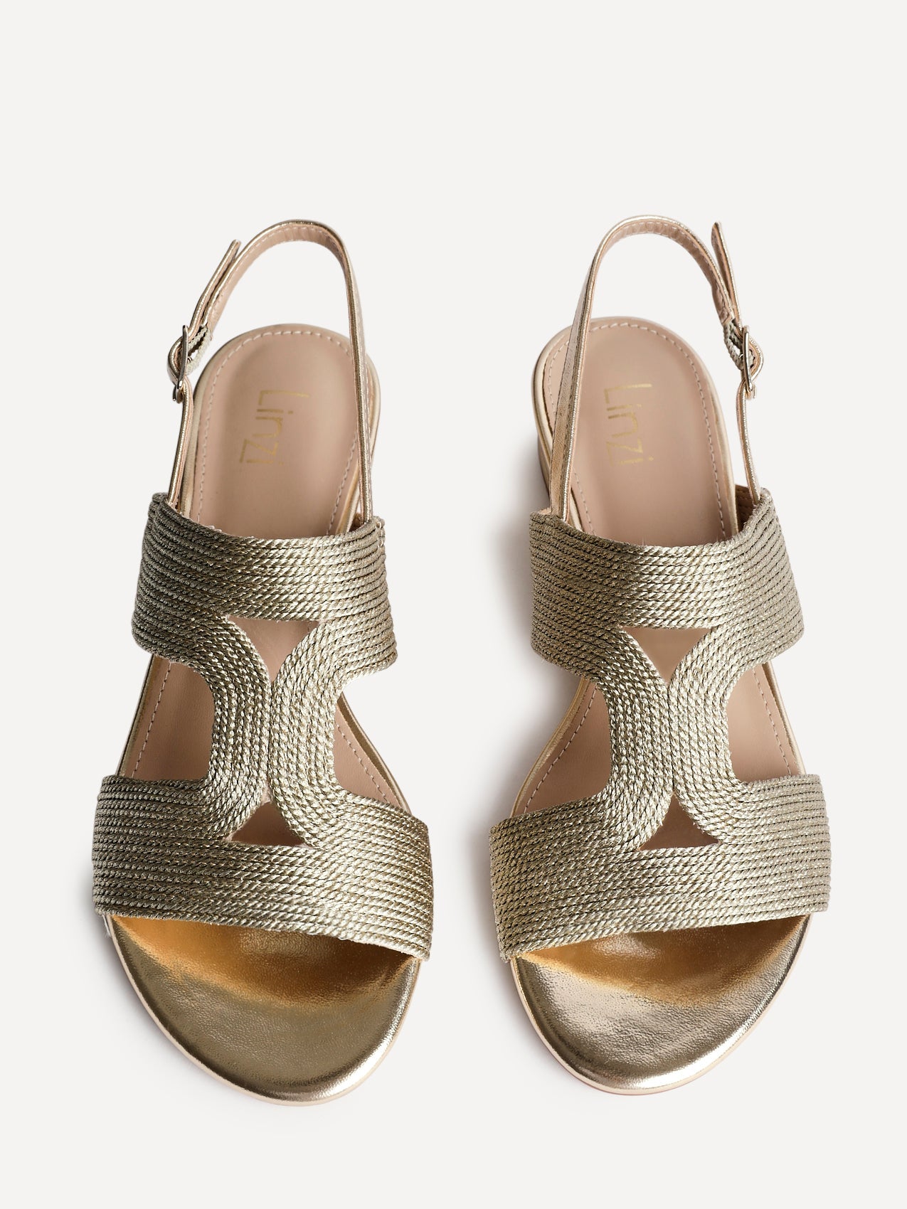 Reeva Gold Slingback Block Heel Sandals