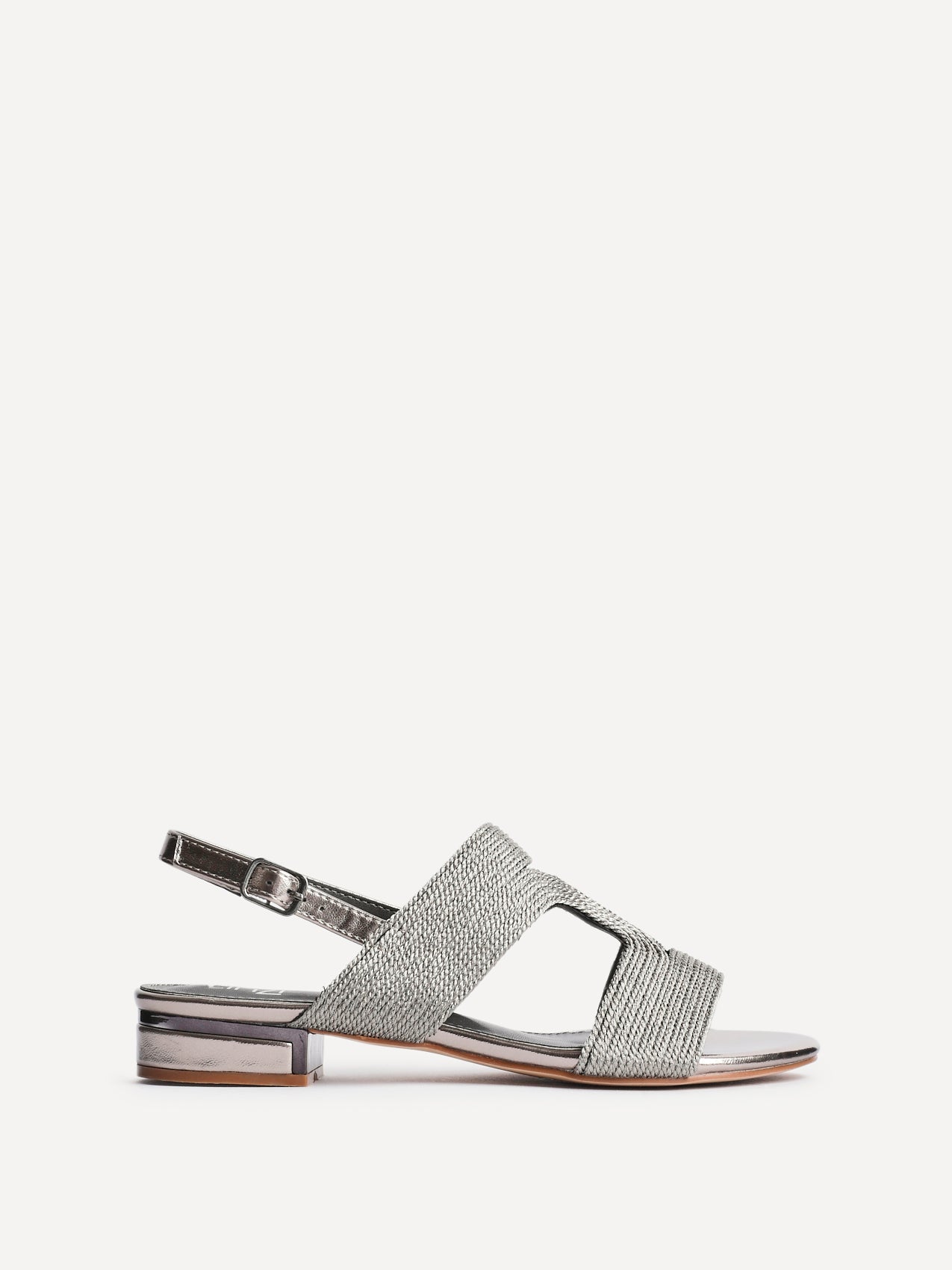 Reeva Pewter Slingback Block Heel Sandals