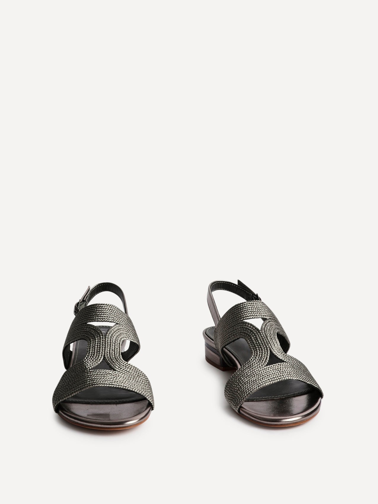 Reeva Pewter Slingback Block Heel Sandals