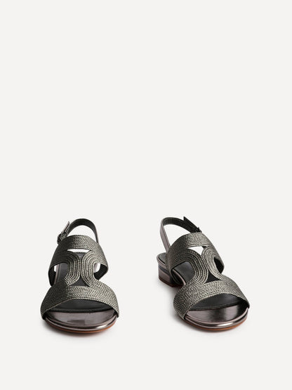 Reeva Pewter Slingback Block Heel Sandals