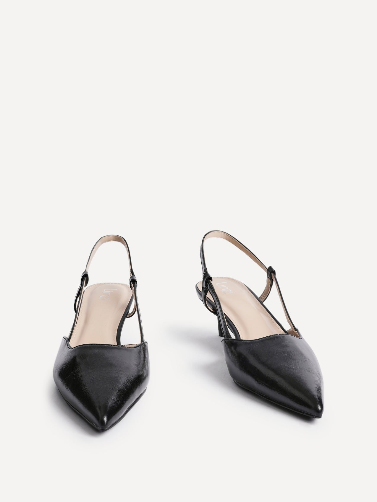 Refined Black Slingback Kitten Heels