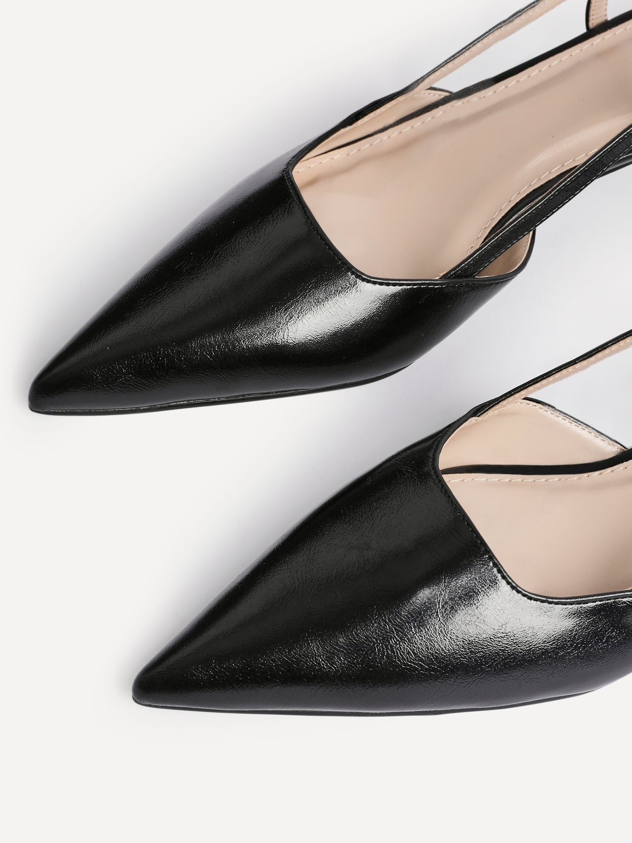Refined Black Slingback Kitten Heels