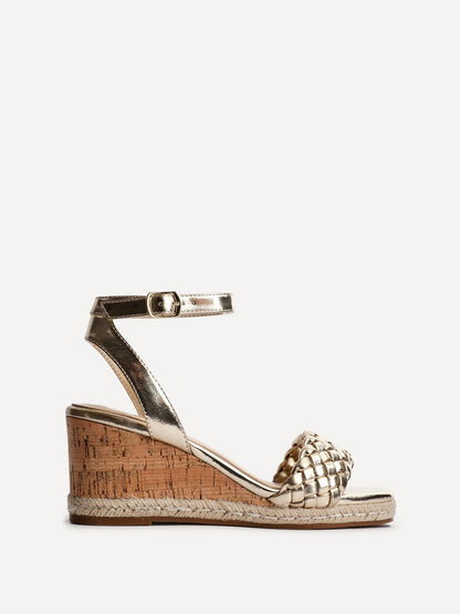 Regan Gold Faux Leather Wedge Sandals