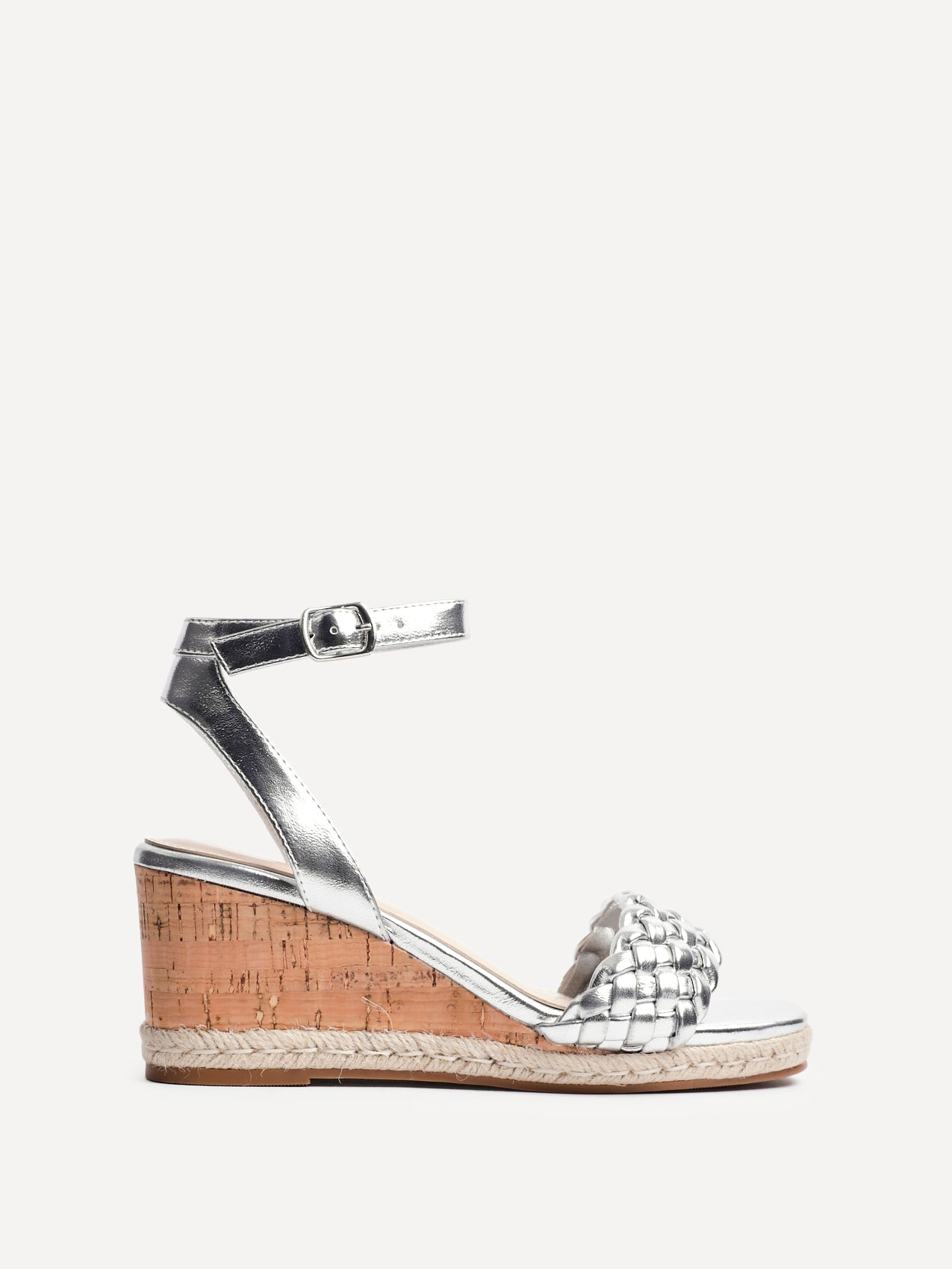 Regan Silver Faux Leather Wedge Sandals
