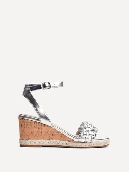 Regan Silver Faux Leather Wedge Sandals