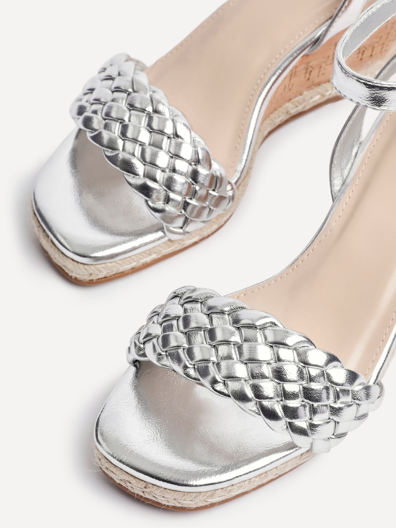 Regan Silver Faux Leather Wedge Sandals
