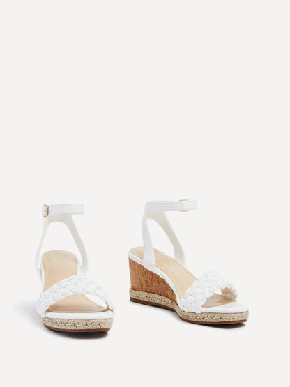 Regan White Faux Leather Wedge Sandals