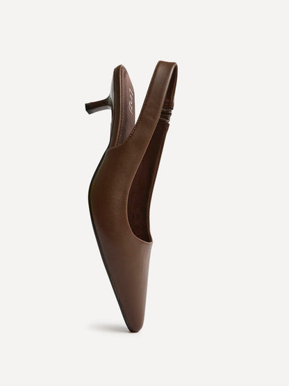 Reign Brown Faux Leather Court Heels