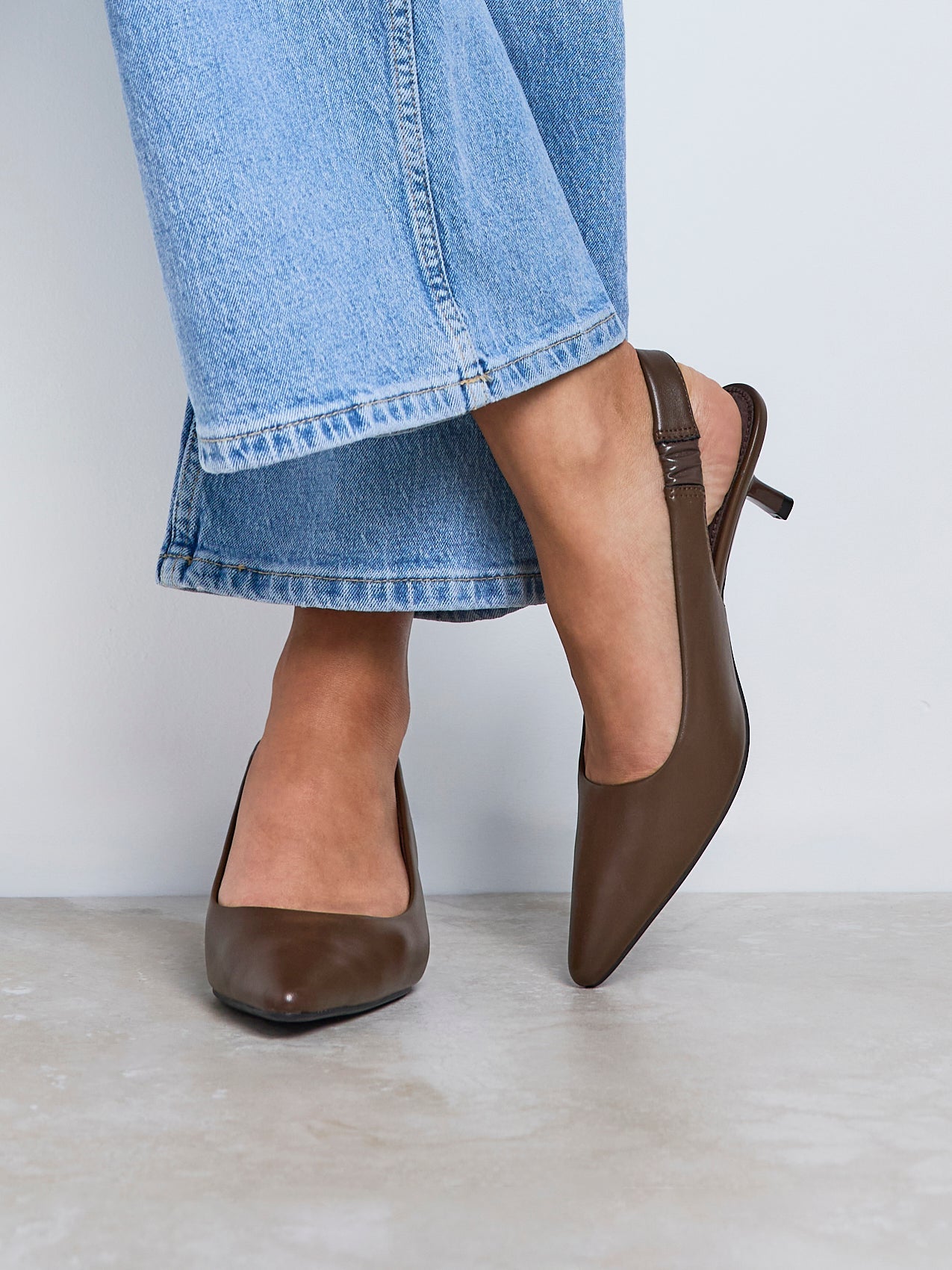 Reign Brown Faux Leather Court Heels