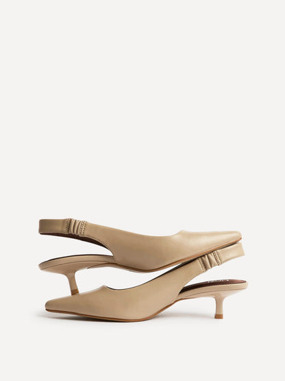 Reign Taupe Faux Leather Court Heels