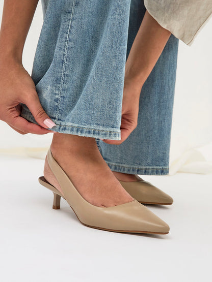 Reign Taupe Faux Leather Court Heels