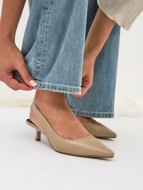 Reign Taupe Faux Leather Court Heels