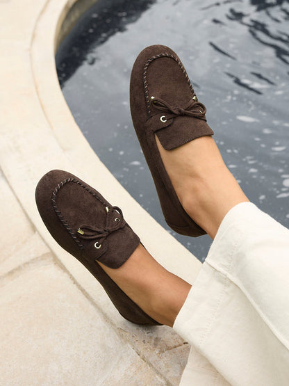 Relevant Brown Faux Suede Loafers