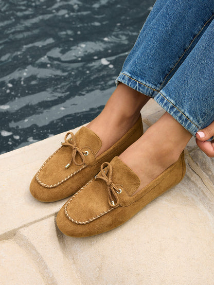 Relevant Tan Faux Suede Loafers