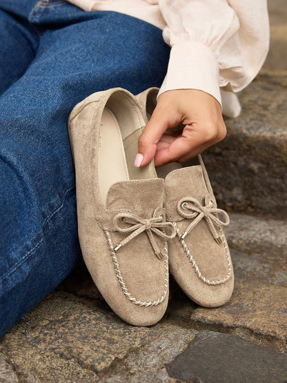 Relevant Taupe Faux Suede Loafers