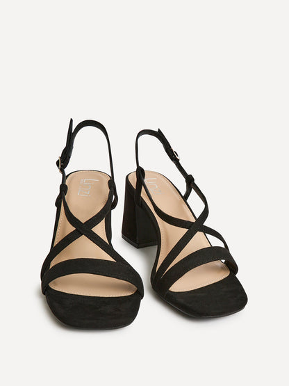 Remain Wide Fit Black Heeled Sandals