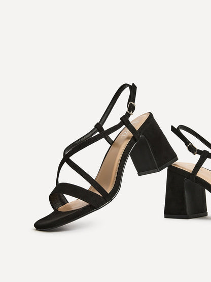 Remain Wide Fit Black Heeled Sandals