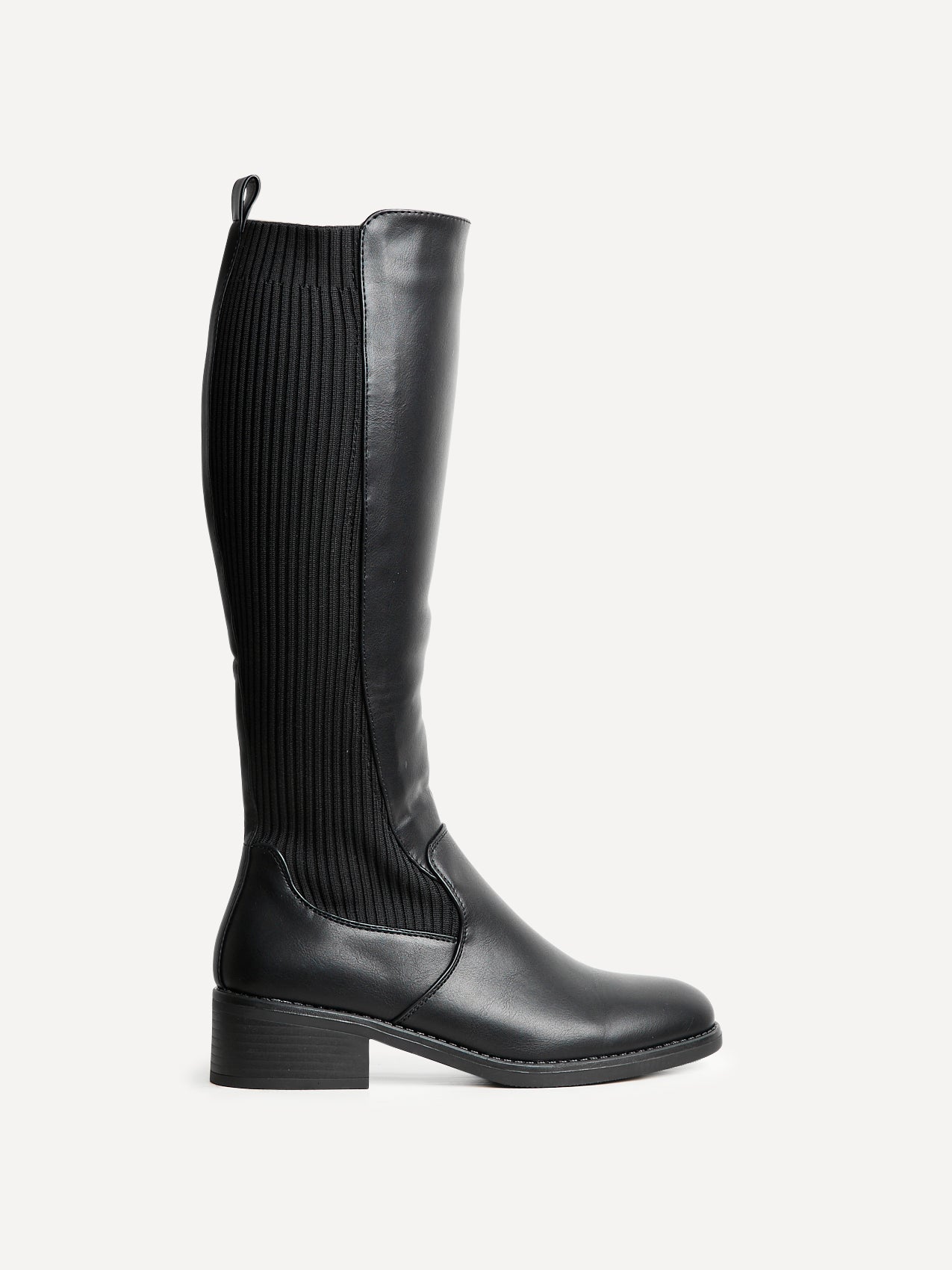 Renae Black Faux Leather Riding Boots