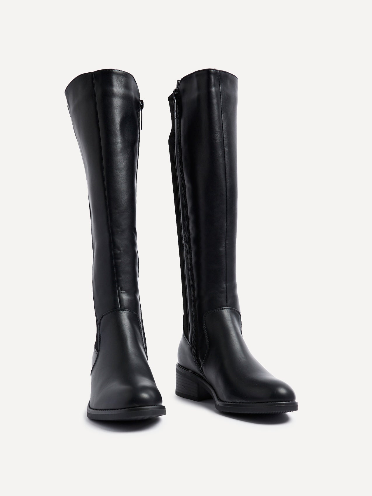 Renae Black Faux Leather Riding Boots