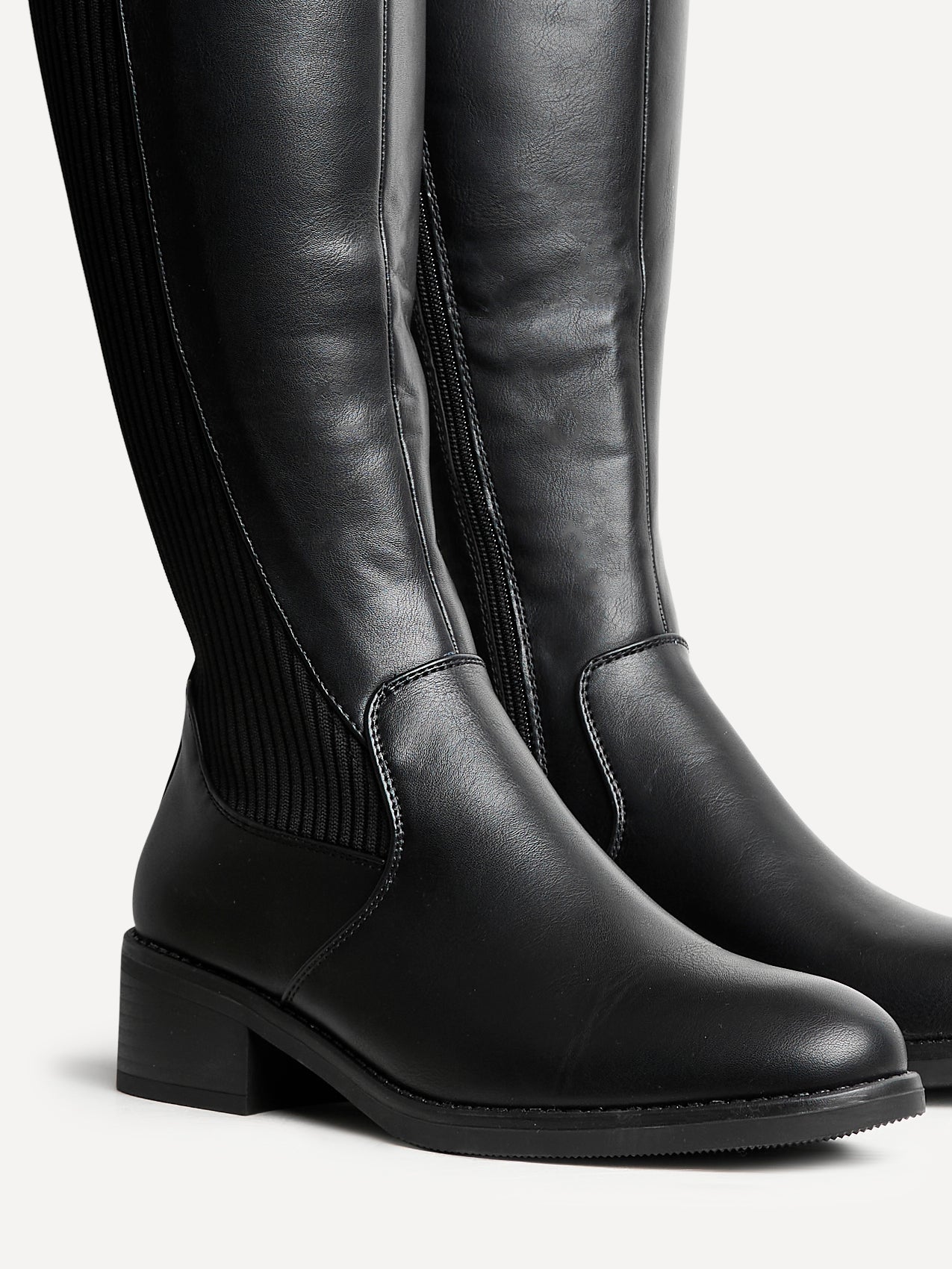 Renae Black Faux Leather Riding Boots
