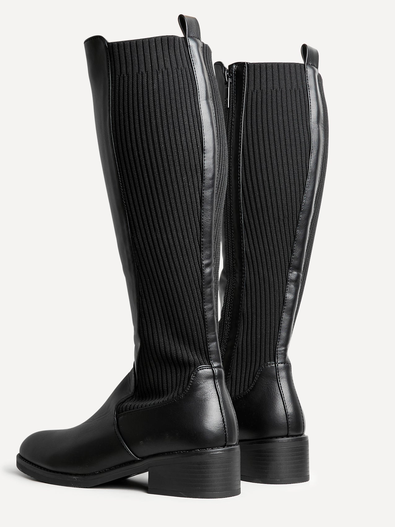 Renae Black Faux Leather Riding Boots