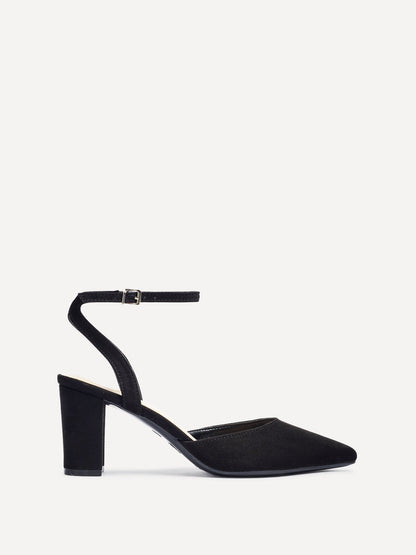 Rendall Black Faux Suede Court Heels
