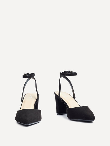 Rendall Black Faux Suede Court Heels