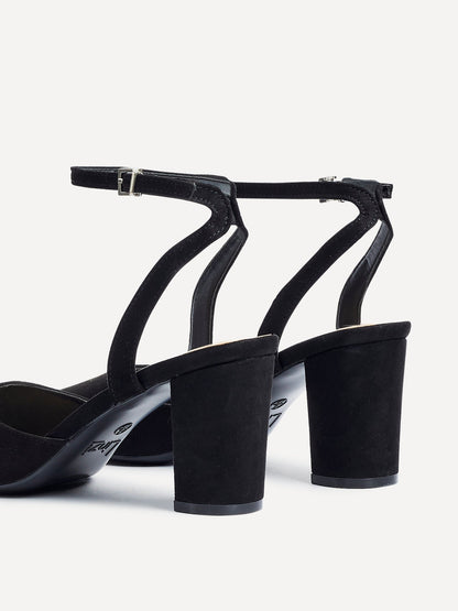 Rendall Black Faux Suede Court Heels
