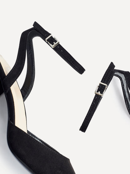 Rendall Black Faux Suede Court Heels