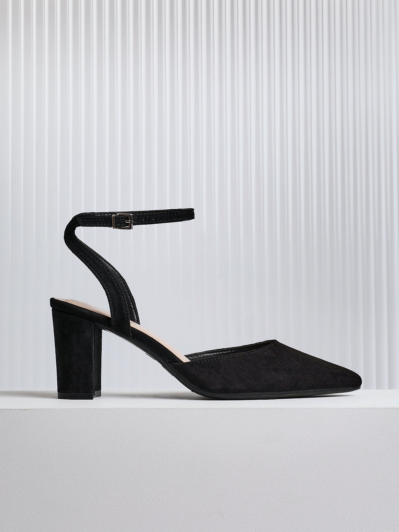 Rendall Black Faux Suede Court Heels