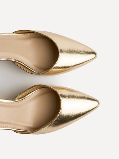 Rendall Gold Faux Leather Court Heels