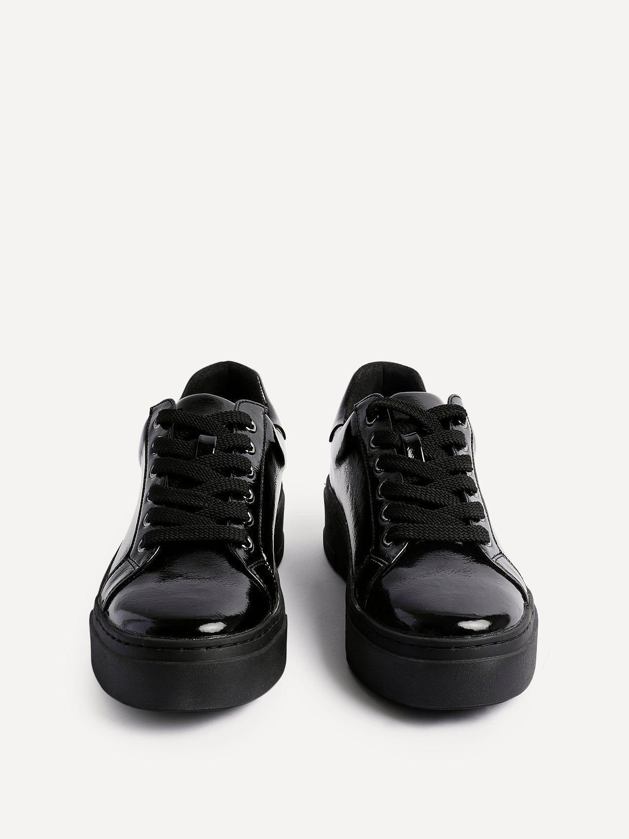 Reset Black Patent Flatform Trainers