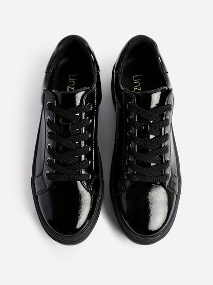 Reset Black Patent Flatform Trainers