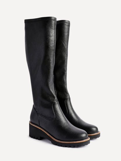 Resist Black Wedge Long Boots