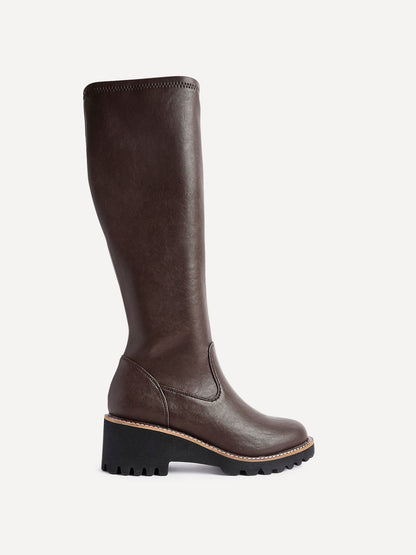 Resist Brown Wedge Long Boots