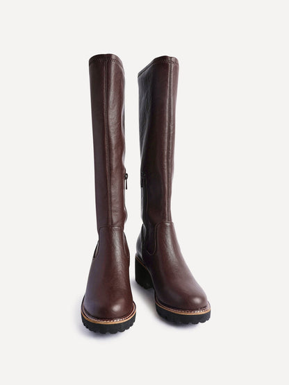 Resist Brown Wedge Long Boots