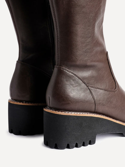 Resist Brown Wedge Long Boots