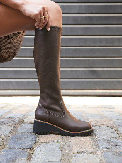 Resist Brown Wedge Long Boots