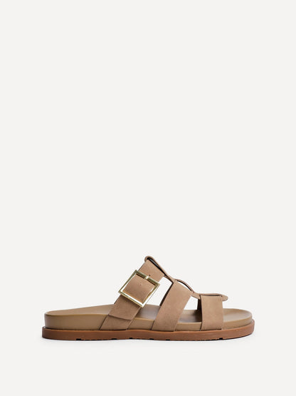 Restore Taupe Faux Nubuck Slip-On Gladiator Sandals
